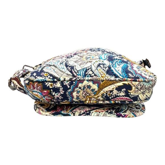 Belvah Paisley Print Crossbody Quilted Bag Purse Navy Blue Yellow Medium - Picture 8 of 11